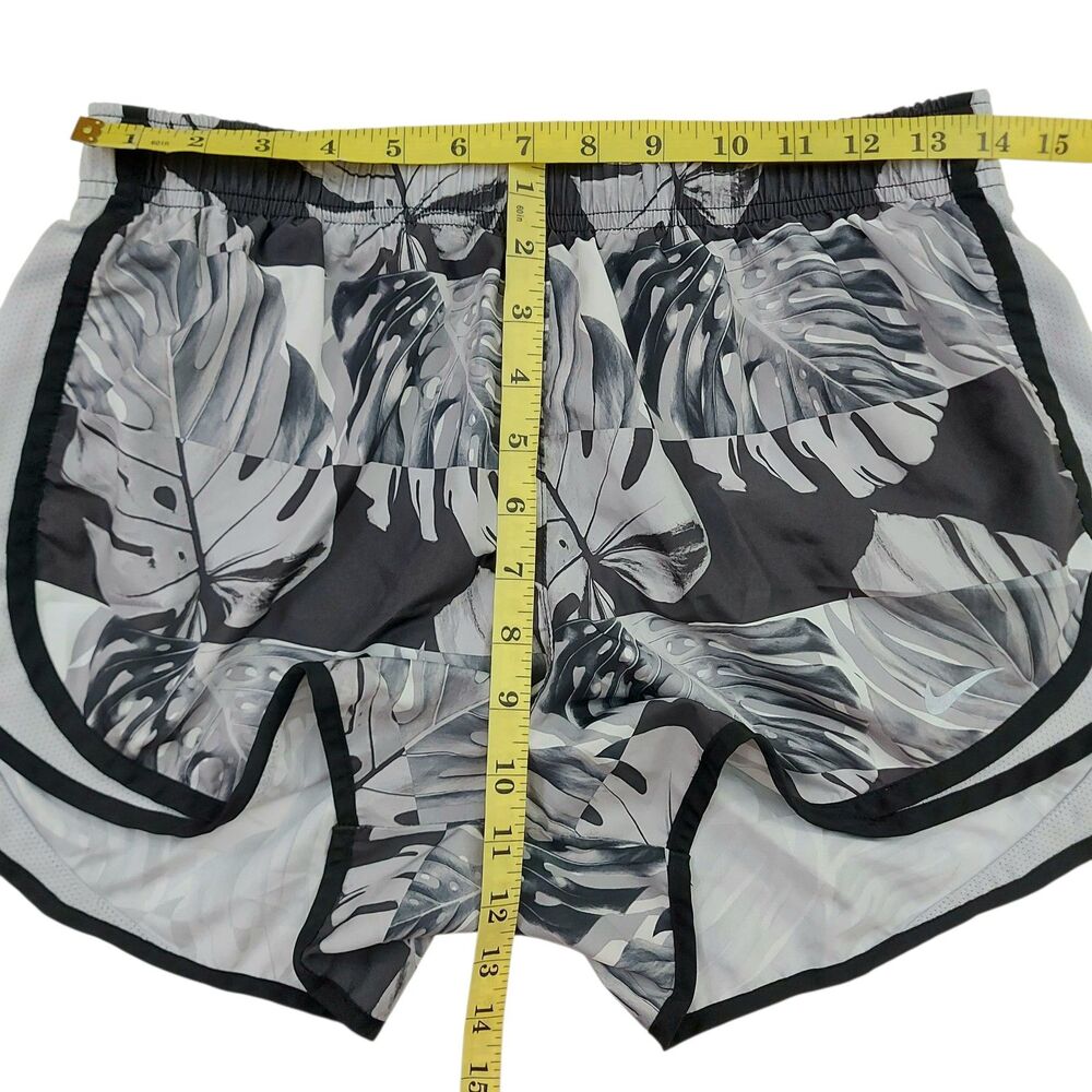 Nike Dri-Fit Running Shorts Womens Medium Gray Tropical Print Lined Athletic Gym - Picture 10 of 11